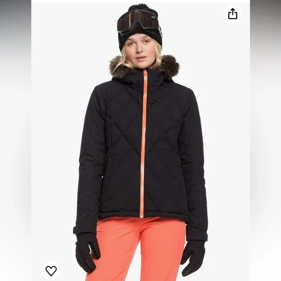 Roxy Breeze Snow Jacket True Black/ Melon XG (US 14) DryFlight NWOT - Picture 1 of 8